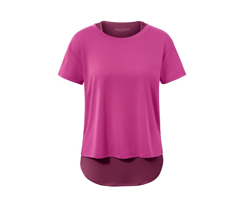 Tchibo - 2-in-1-Kurzarm-Sportshirt - Damen - Gr. XXL - pink