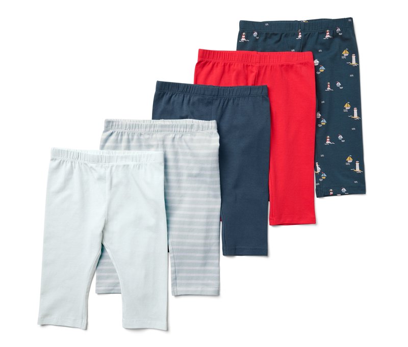 Tchibo - 5 Kinder-3/4-Leggings - Herren - Gr. 134/140 - graublau/print