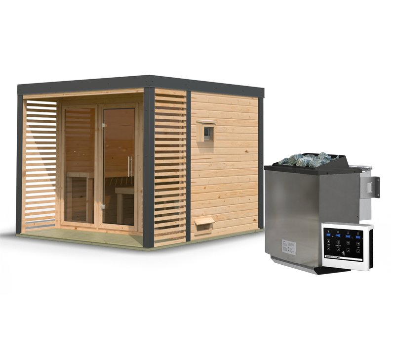 Karibu Hybrid Saunahaus »Alice 3« - anthrazit