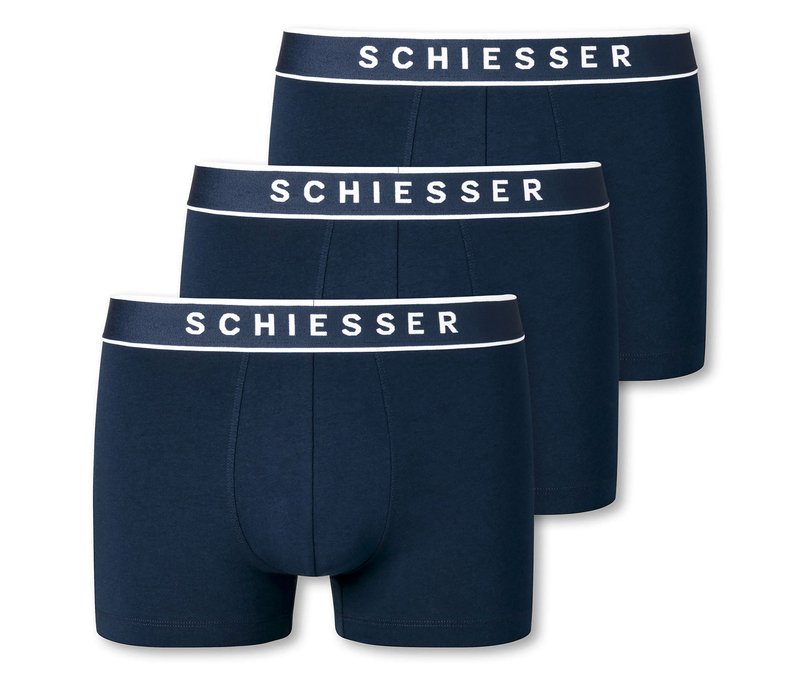 3 Schiesser Shorts mit Bio-Baumwolle - Herren - Gr. S/4 - dunkelblau