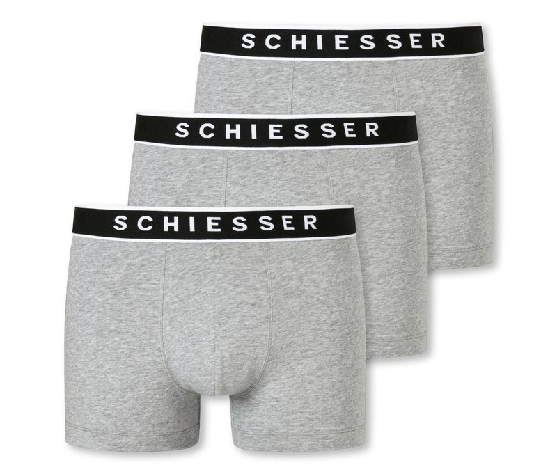 3 Schiesser Shorts mit Bio-Baumwolle - Herren - Gr. L/6 - grau