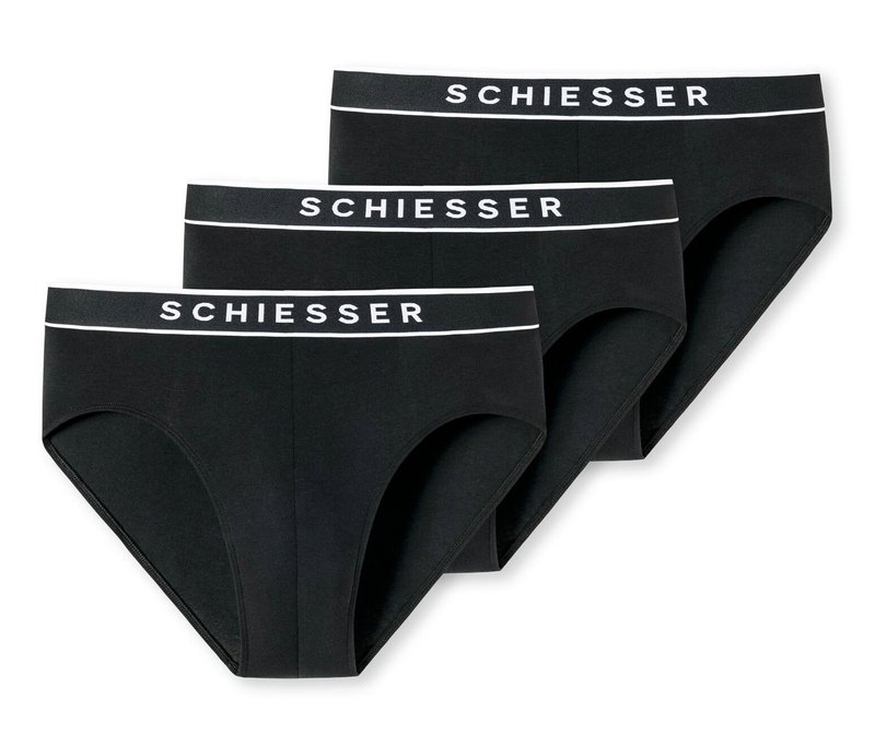 3 Schiesser Rio-Slips mit Bio-Baumwolle - Herren - Gr. L/6 - schwarz