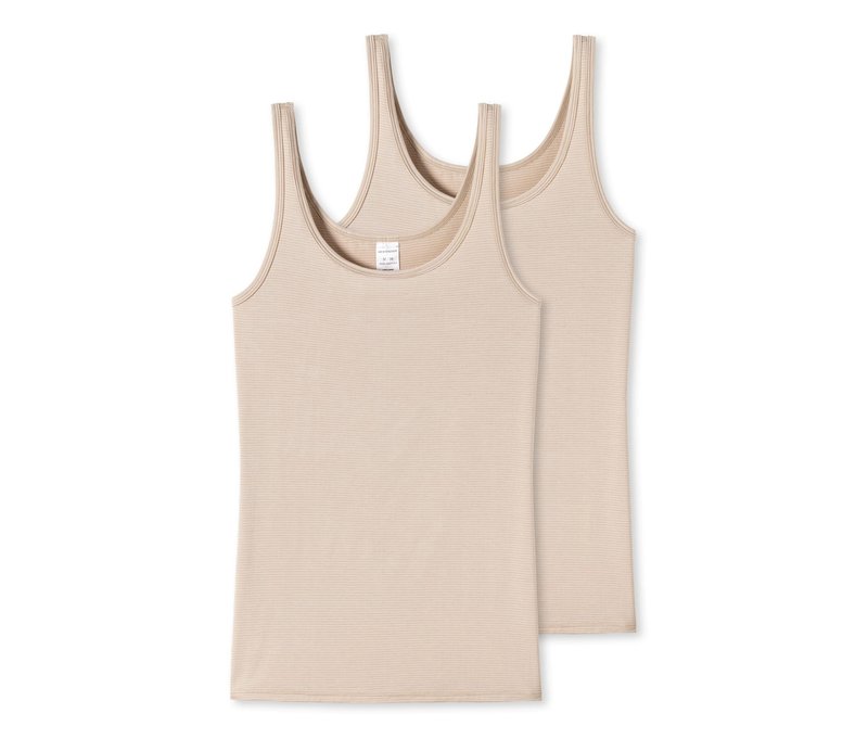 2 Schiesser Trägertops mit Modal - Damen - Gr. 40 - braun