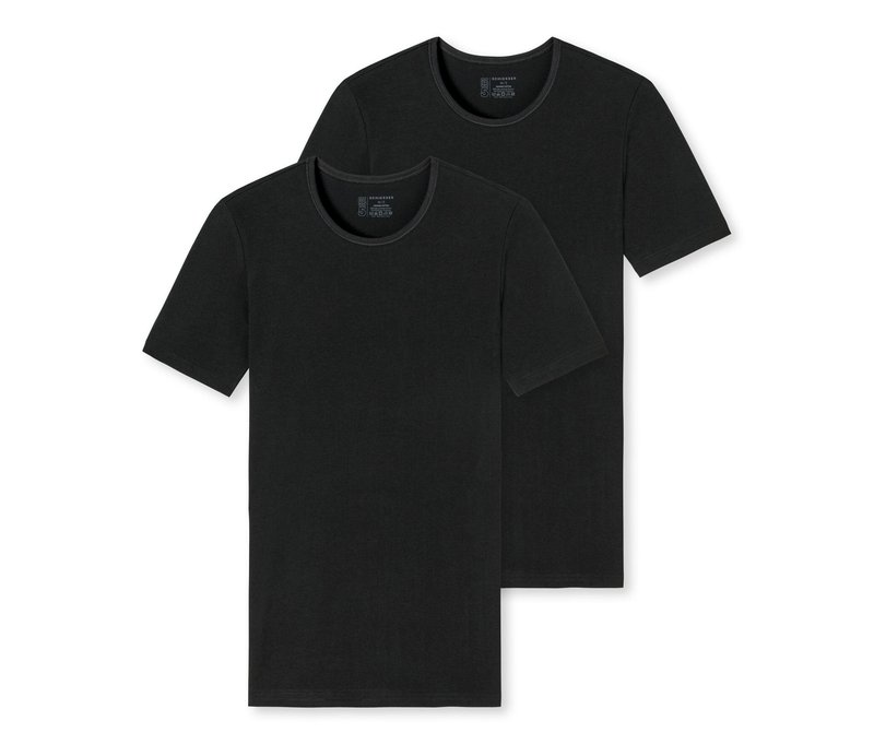 2 Schiesser T-Shirts mit Bio-Baumwolle - Herren - Gr. M/5 - schwarz