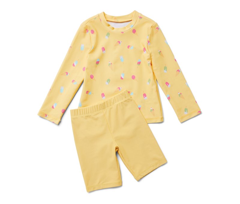 Tchibo - Kinder-Kombi mit UV-Schutzfaktor 80 - Gr. 122/128 - gelb/print