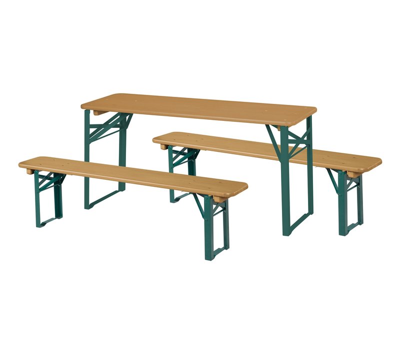 roba Outdoor-Party-Garnitur für Kinder - 109x40x52cm - braun - Holz / Metall