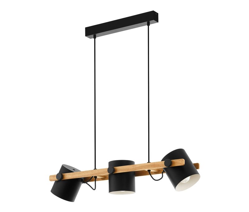 Eglo 3er-Pendelleuchte »Hornwood« - 78x21x110cm - schwarz - Holz / Stahl / Stahl