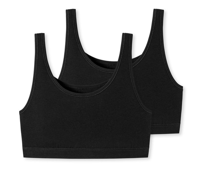 2 Schiesser Bustiers mit Bio-Baumwolle - Damen - Gr. 40 - schwarz