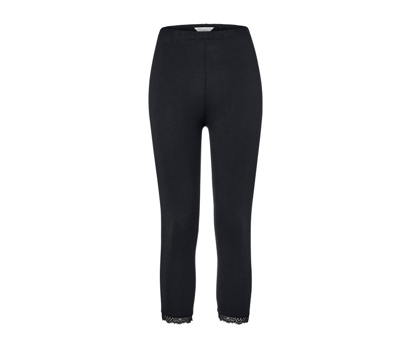 Tchibo - 3/4-Leggings mit Spitzenborte - Damen - Gr. XL - schwarz