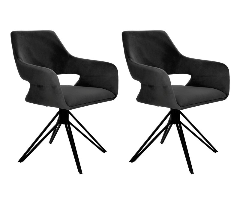 2 Eglo Stühle »Bulacan« - 60x58x86cm - schwarz - Kunststoff / Stahl / Polyester