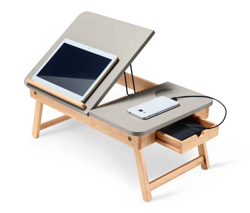 Tchibo - Laptoptisch aus Holz - 50x31x22,5cm - hellgrau - Holz / Holz