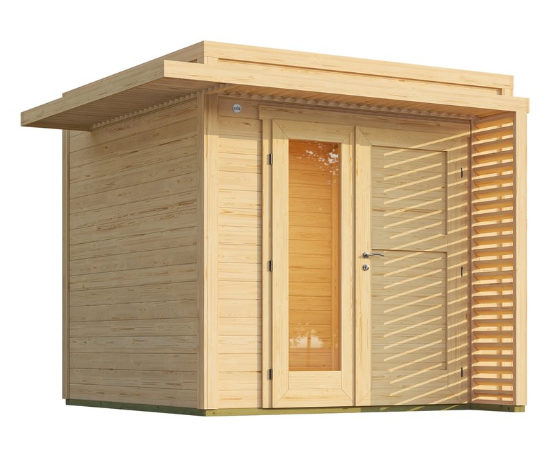 Weka Design-Gerätehaus »Pure Garden« - 285x285x233cm - naturfarben - Fichtenholz / Glas