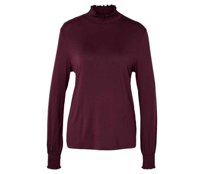 Tchibo - Blusenshirt mit Stehkragen - Damen - Gr. XL - dunkelrot