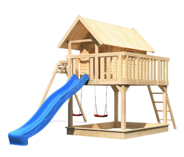 Karibu Stelzenhaus »Fidel« mit Doppelschaukel und Rutsche - naturfarben