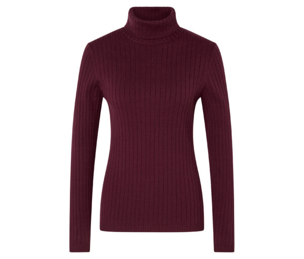 Tchibo - Gerippter Rollkragenpullover - Damen - Gr. M - dunkelrot