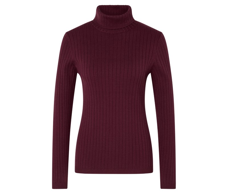 Tchibo - Gerippter Rollkragenpullover - Damen - Gr. XL - dunkelrot