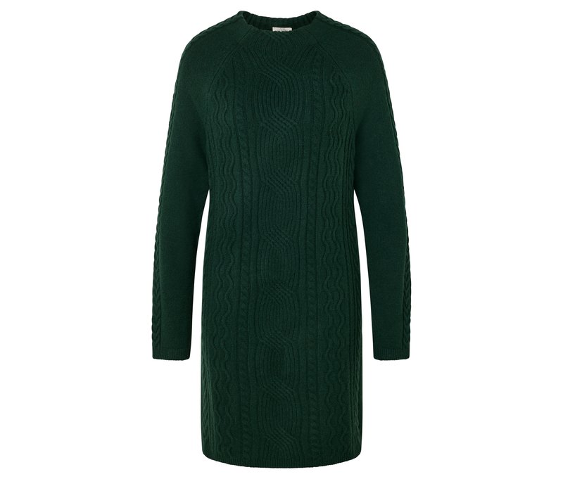 Tchibo - Strickkleid mit Zopfmuster - Damen - Gr. XL - dunkelgrün