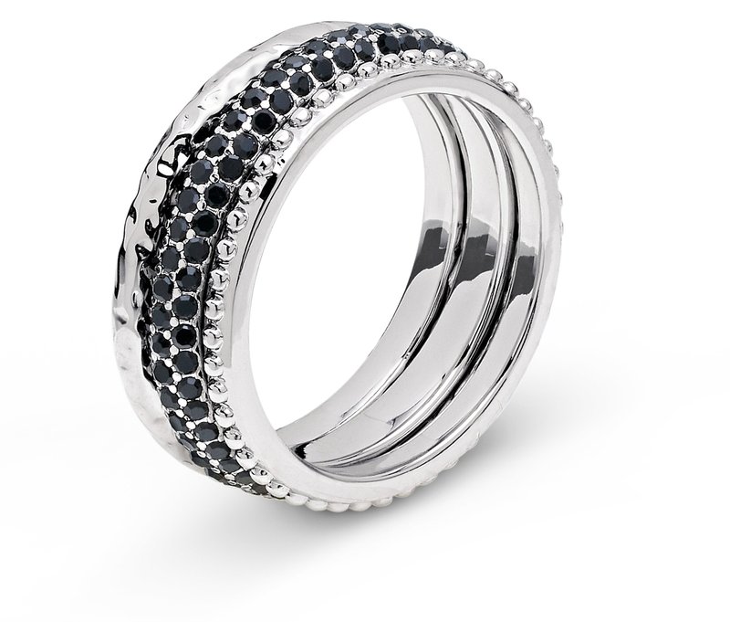 Tchibo - Ring-Set »Black« - Damen - Gr. 17 - silber