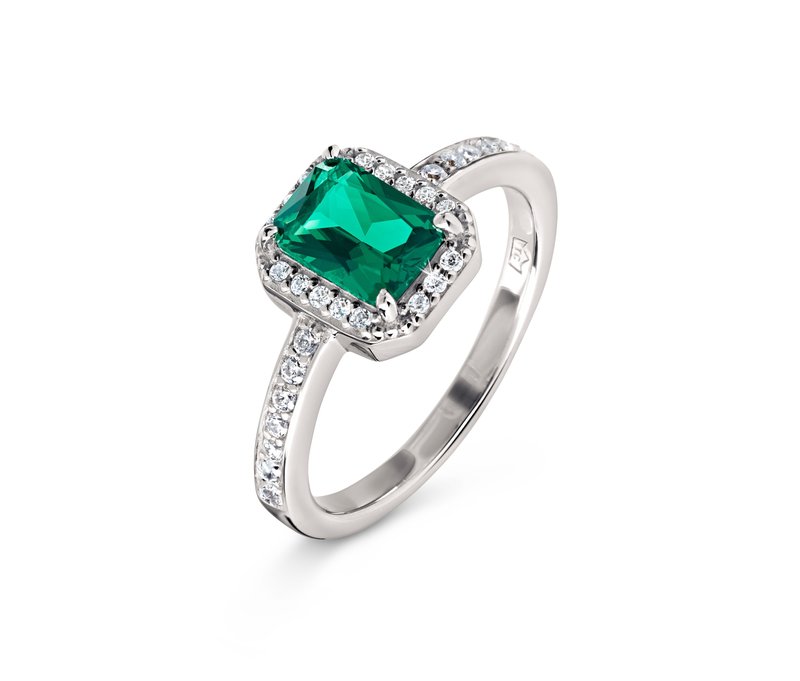 Tchibo - Ring 925 Silber »Royal Green« - Damen - Gr. 18 - silber