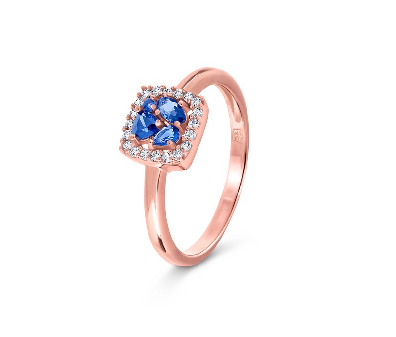 Tchibo - 925 Silber Ring »Blau Cluster« - Damen - Gr. 20 - weiß