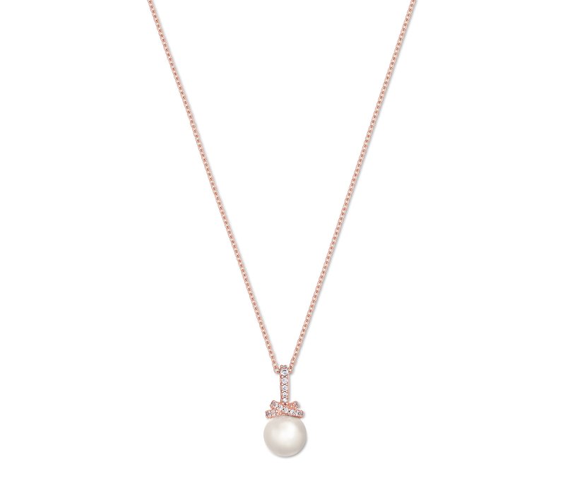Tchibo - 925 Silber Kette rosévergoldet mit Muschelkernperle - weiß