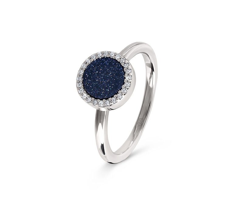 Tchibo - 925 Silber Ring »Stardust« - Damen - Gr. 19 - schwarz