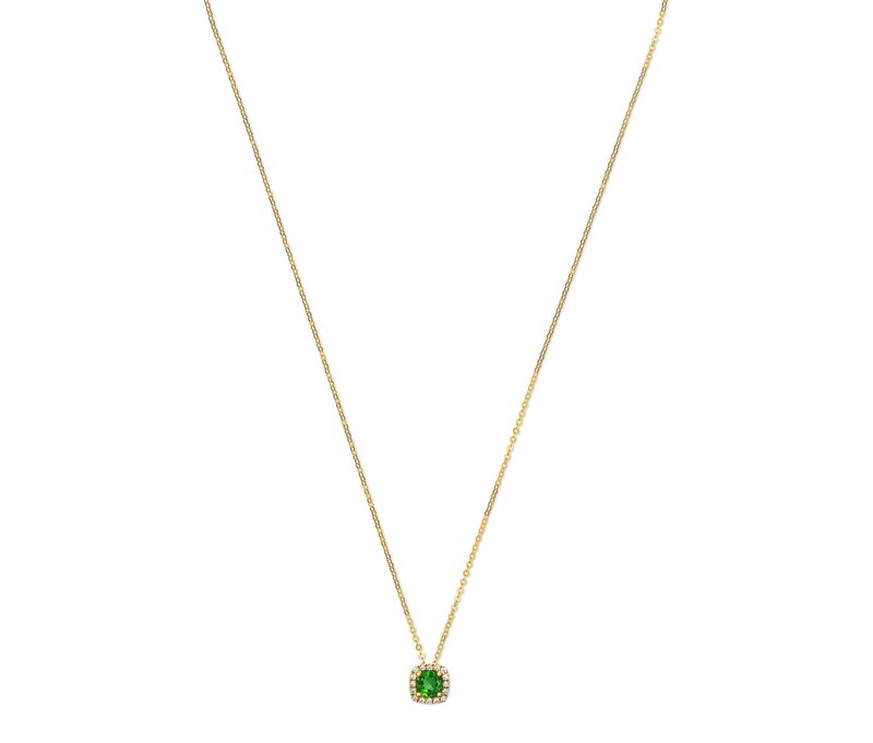 Tchibo - 585 Gold Kette mit Schmuckstein Smaragdgrün - weiß