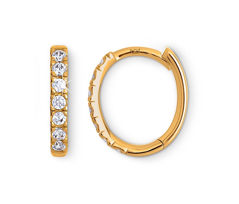 Tchibo - 375 Gold Creolen Zirkonia - weiß