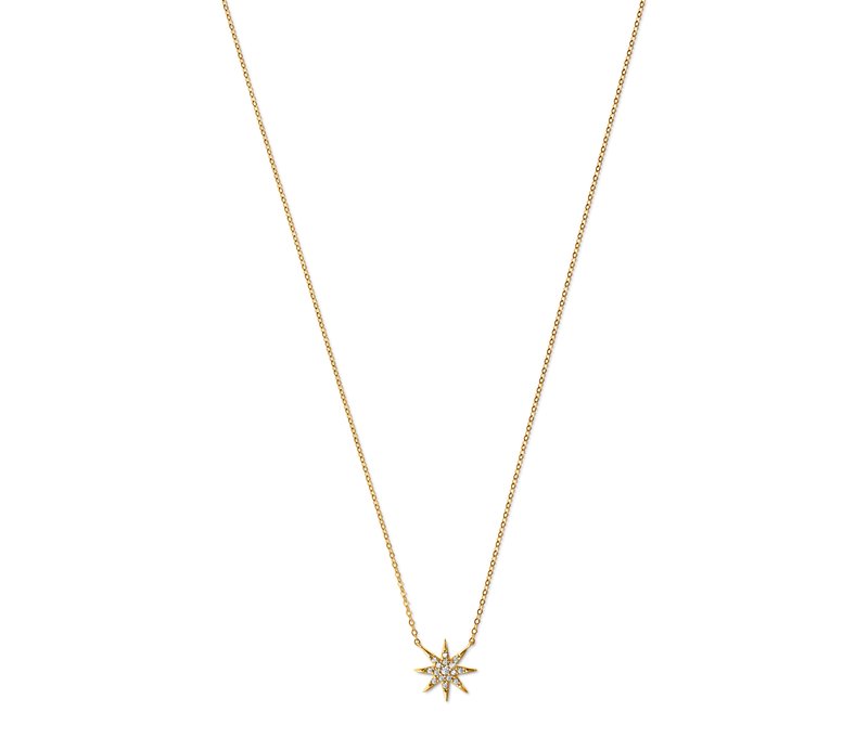 Tchibo - 585 Gold Kette Stern - weiß