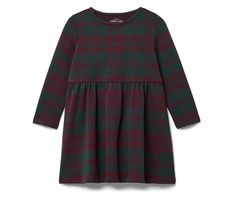 Tchibo - Kinder-Jacquardkleid - Mädchen - Gr. 98/104 - dunkelgrün/kariert