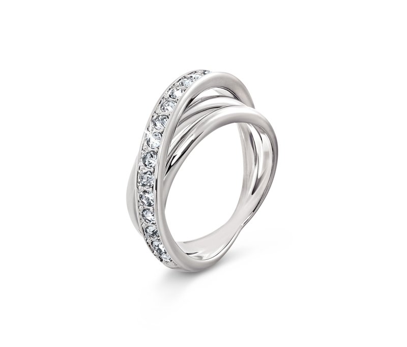 Tchibo - Ring Loops mit Glaskristallsteinen - Damen - Gr. 18 - silber