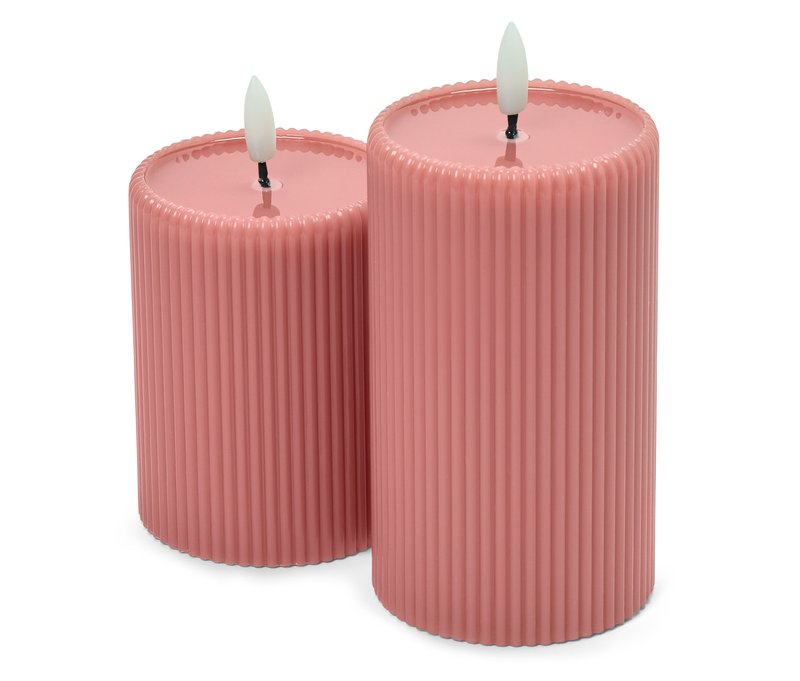 Tchibo - 2 LED-Echtwachskerzen mit Echtwachsspiegel - rosa