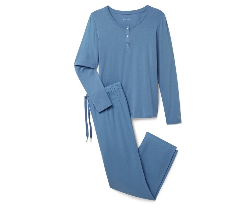 Tchibo - Flanell-Pyjama-Set - Damen - Gr. XS - blau