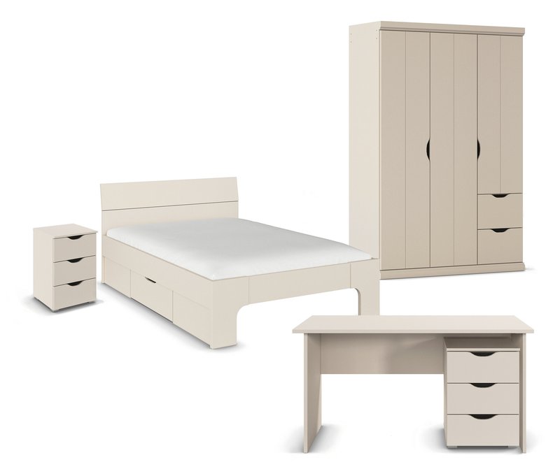 rauch Set »Frieda« mit Bett - 136x56x203cm - beige - Holz / Holz