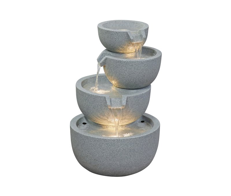 Tchibo - 4-stufiger LED-Gartenbrunnen »Rama« - 51x46,5x72,5cm - grau - Polyethylen
