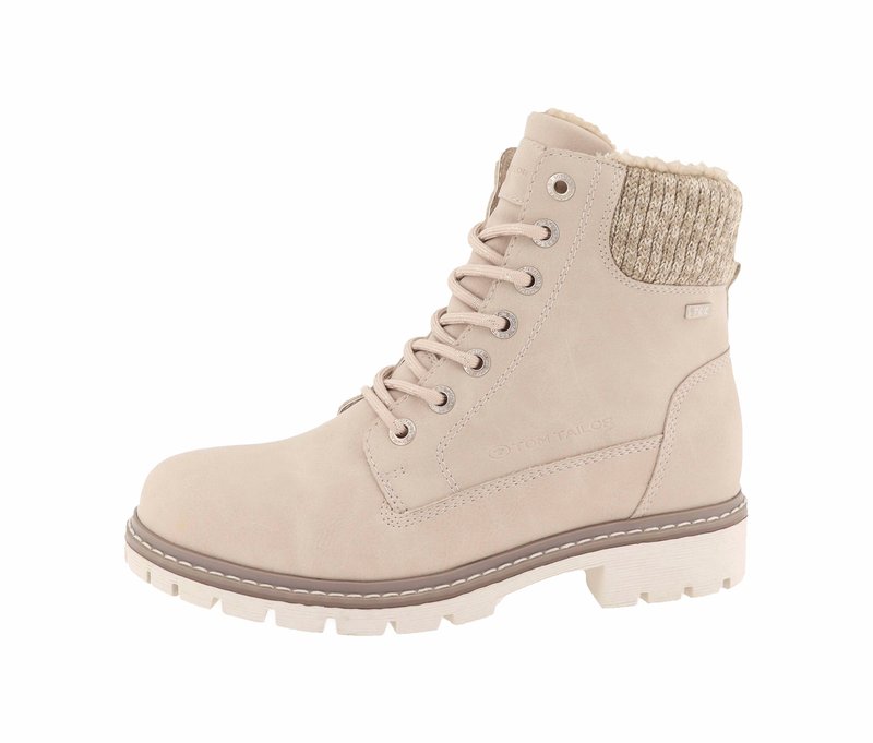 Tom Tailor Schnürboots mit Glitzerdetails - Damen - Gr. 42 - beige
