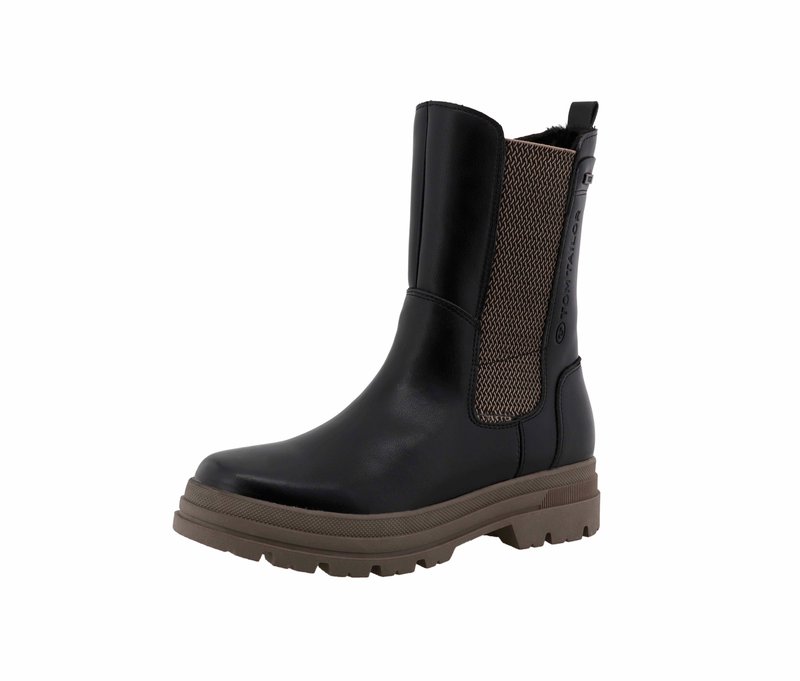 Tom Tailor Stiefelette mit farbiger Sohle - Damen - Gr. 37 - schwarz