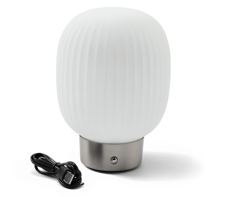 Tchibo - LED-Akku-Tischleuchte mit Glasschirm - silber