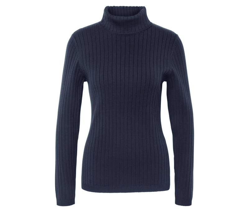 Tchibo - Gerippter Rollkragenpullover - Damen - Gr. S - dunkelblau