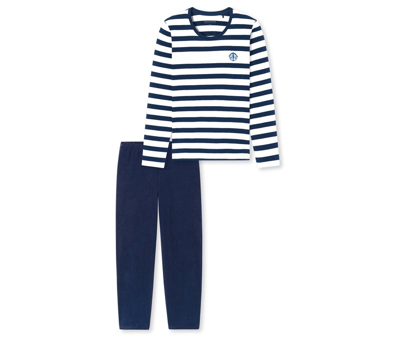 Schiesser Pyjama-Set - Damen - Gr. 44 - weiß/gestreift