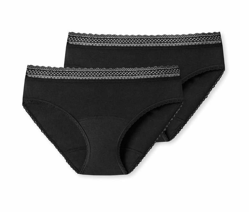 2 Schiesser Perioden-Slips - Damen - Gr. 34/36 - schwarz