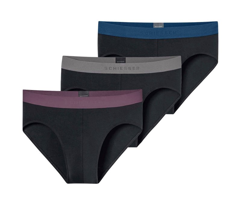 3 Schiesser Rio-Slips - Herren - Gr. L/6 - schwarz