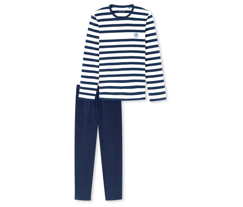 Schiesser Pyjama-Set - Herren - Gr. M - weiß/gestreift