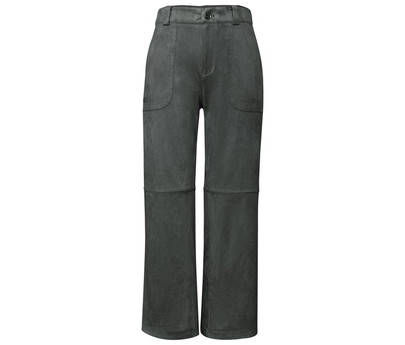 Street One Velourshose Straight Leg - Damen - Gr. 42 - grün