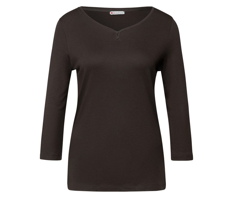 Street One 3/4-Shirt mit Knopfdetail - Damen - Gr. 42 - braun