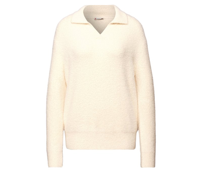 Street One Strickpullover mit Polokragen - Damen - Gr. 36 - beige