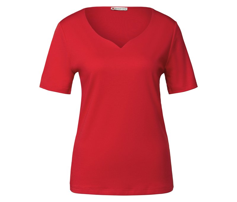 Street One Shirt mit Herzausschnitt - Damen - Gr. 44 - rot
