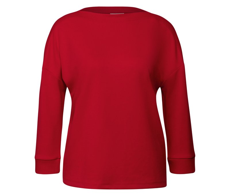 Street One T-Shirt mit Rippdetail - Damen - Gr. 46 - rot