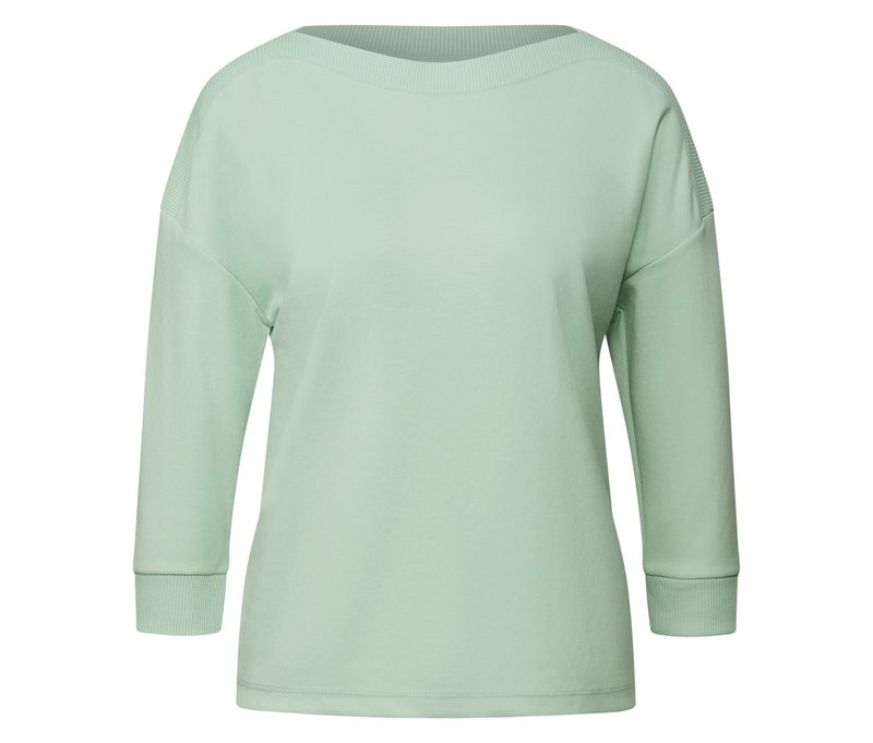 Street One T-Shirt mit Rippdetail - Damen - Gr. 40 - grün