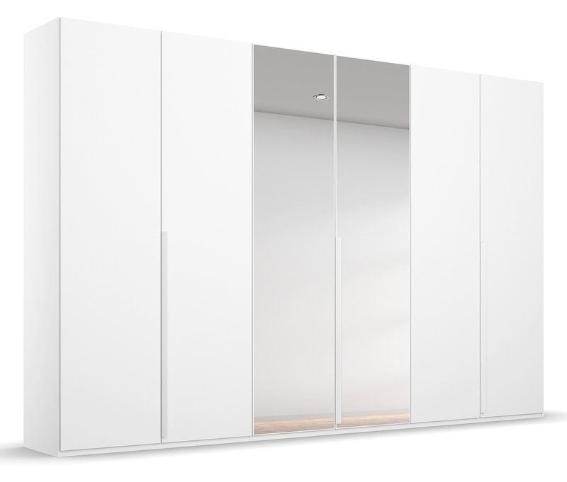 rauch Kleiderschrank »Purisma« mit umfangreicher Innenausstattung und Spiegel - 301x61x223cm - weiß - Holz / Holz